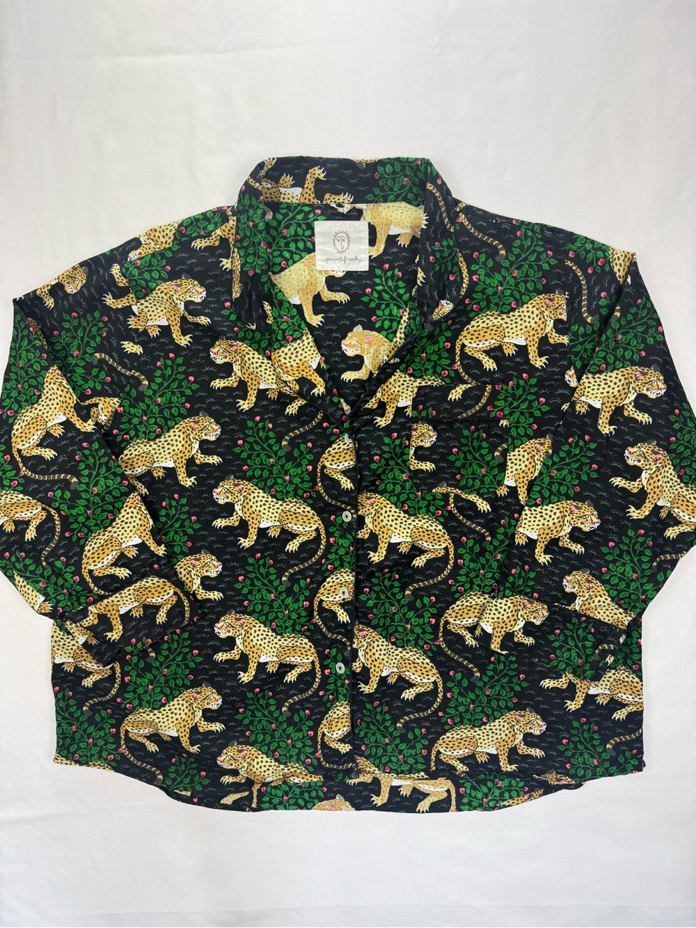 Printfresh Bagheera Tiger Cotton Long Sleeve Pajama Top 6X